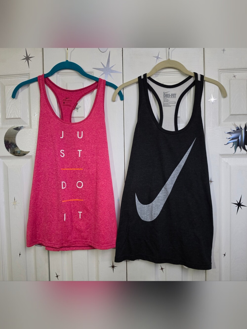 Nike Dri-Fit Lot of 2 Athletic Activewear Tank Tops Black & Pink Size Small